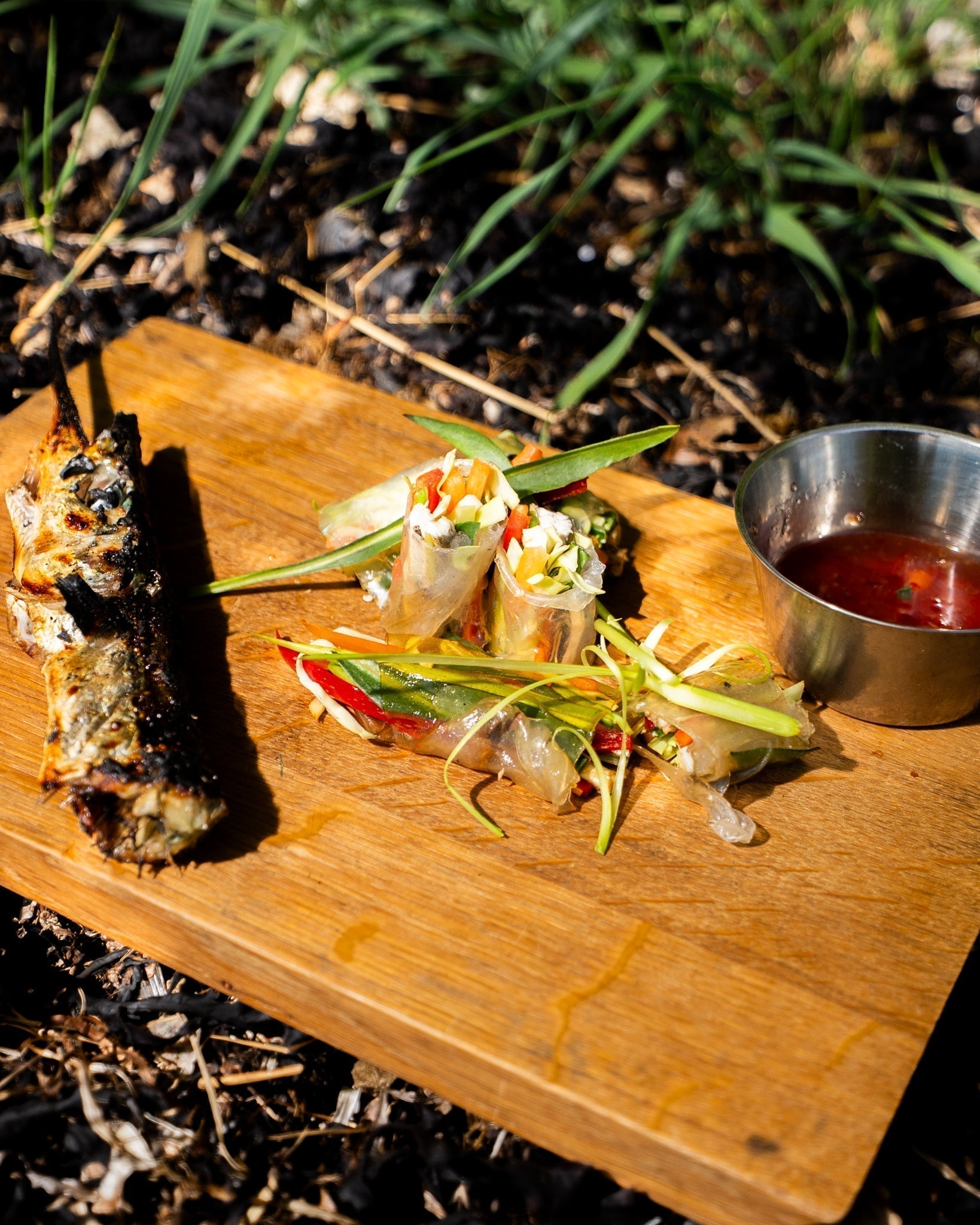 Ninja Rolls with Campfire-Grilled Garfish